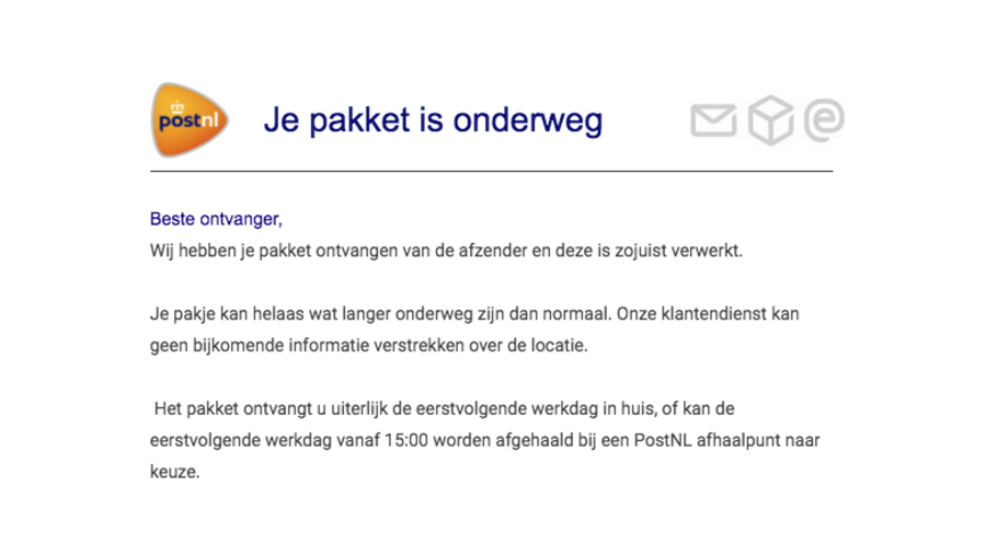 Valse mail namens PostNL