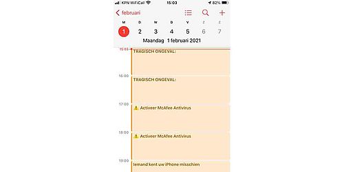 Agendaspam op een iPhone.