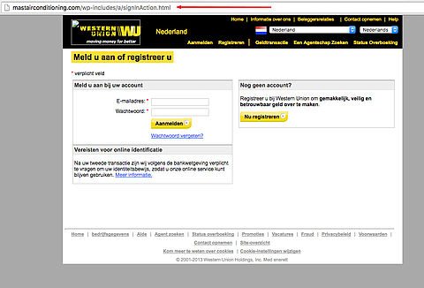 Pas op voor phishingmail Western Union!