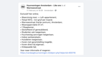 Advertentie voor een nepwoning aan de Warmoesstraat
