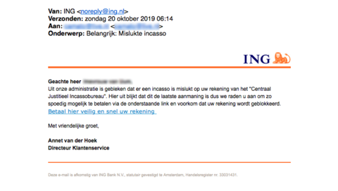 Mail van 'ING' over aanmaning CJIB gehad? Trap er niet in