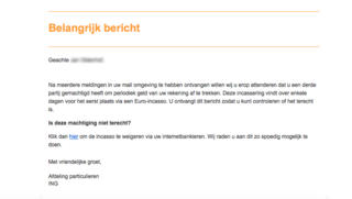 Mail van 'ING' over machtiging is vals