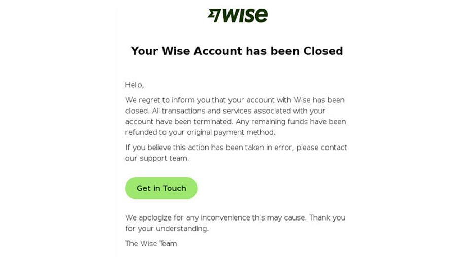 Valse mail Wise 1/2 | Bron: Fraudehelpdesk
