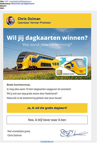 Valse winactie: 'Wil jij dagkaarten winnen?'