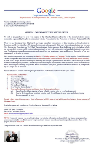 'Internetloterij' van Google is vals