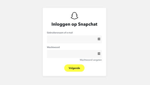 En dit is de nagemaakte 'Snapchat'-inlogpagina