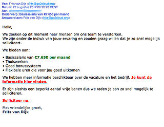 Opnieuw waarschuwing mail 'basissalaris van €7650'