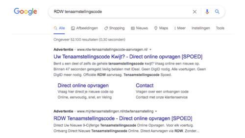 Gesponsorde advertenties van dure bemiddelaars
