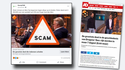 Malafide investeringsbedrijf misbruikt tv-programma Dragons' Den in misleidende advertenties op Facebook