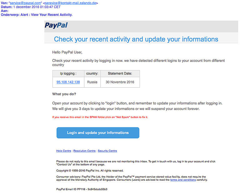 Nepmail PayPal: 'Account compromised'