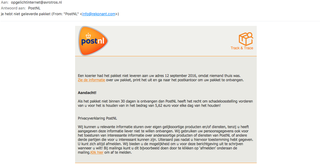 Opgelicht?! ontvangt malware e-mail 'PostNL'
