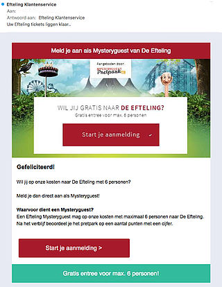 Misleidende actie 'Mysteryguest Efteling'