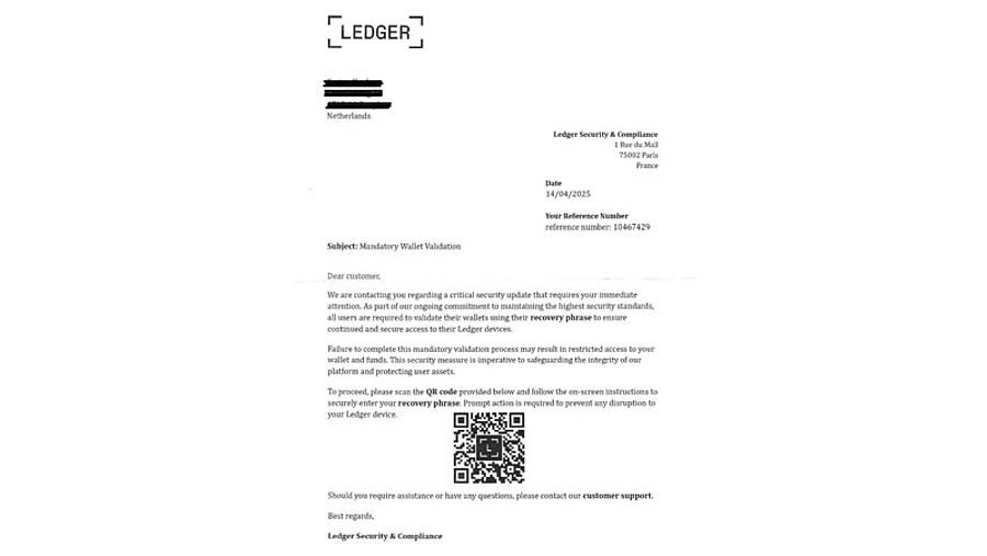 Valse brief namens Ledger 1/3