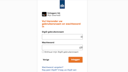 Landingspagina van Mijnoverheid-beveiligd.com