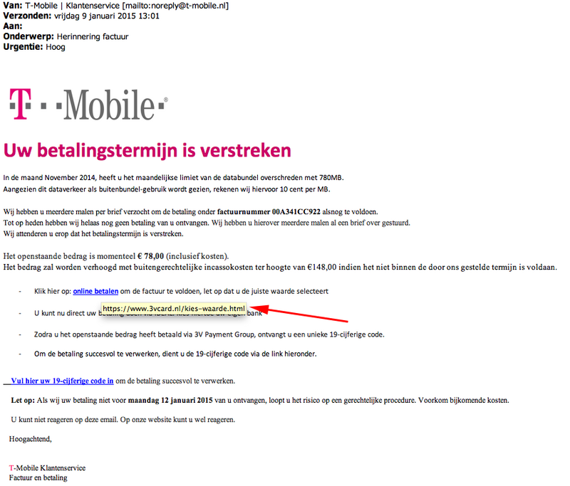 Valse E-mail T-mobile: 'Betalingsherinnering' - Opgelicht?! - AVROTROS