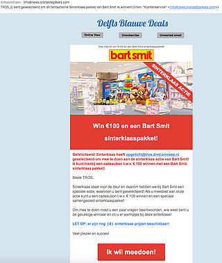 Pas op: winactie 'Bart Smit' misleidend