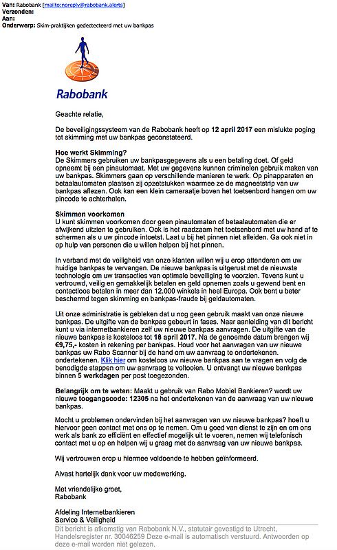 Trap Niet In Valse E-mail 'Rabobank' Over Skimmen - Opgelicht?! - AVROTROS