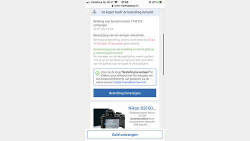 Een vervalste bevestiging van een betaling