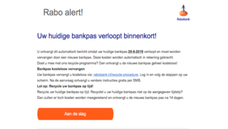 Negeer mail van 'Rabobank' over verlopen pinpas