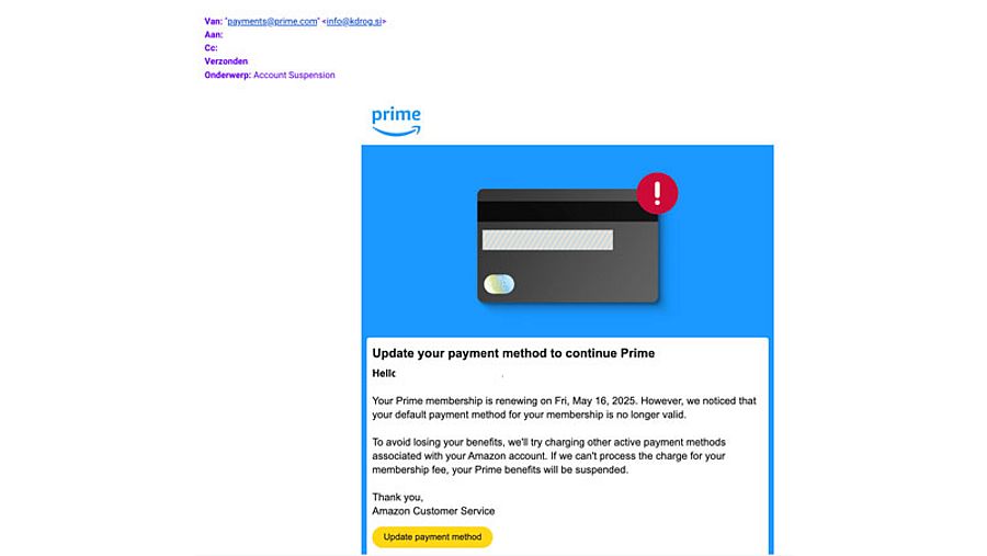 Valse mail namens Prime 1/2