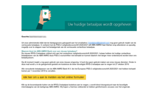 Mail van 'ABN AMRO' over opgeheven betaalpas is nep
