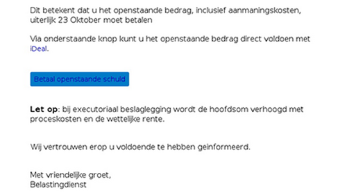 Valse mail Belastingdienst | Bron: FraudeHelpdesk