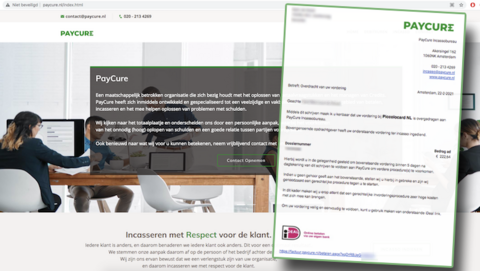 Malafide incassobureau PayCure stuurt per mail zeer dwingende vorderingen: is dat oplichting?