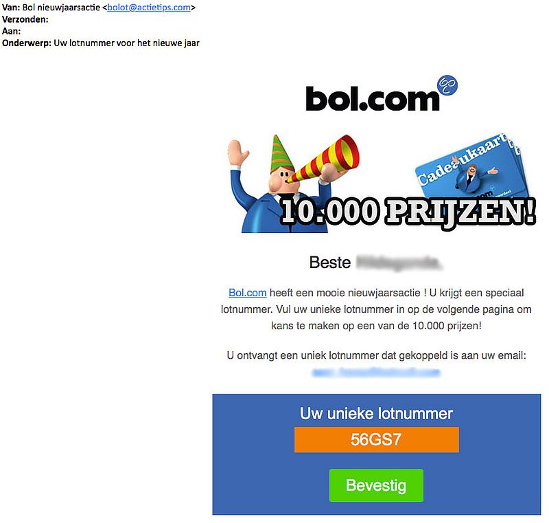 Valse e-mail 'bol.com': 10.000 prijzen - Opgelicht?! - AVROTROS programma oplichting en fraude en bedrog