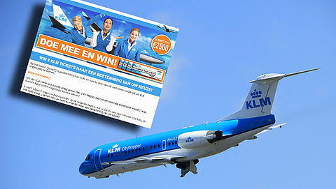 'Win 4 KLM tickets naar een bestemming van uw keuze!' is misleiding
