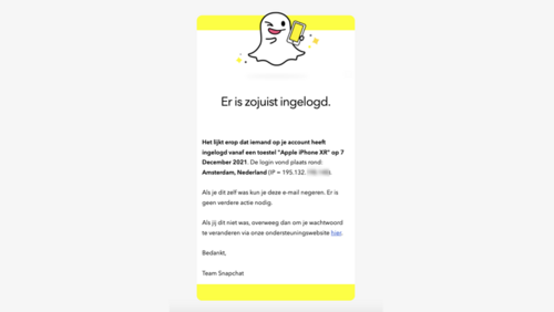 Met deze valse mail van 'Snapchat' begint het allemaal