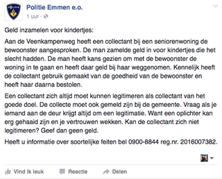 Politie waarschuwt voor nepcollectant 