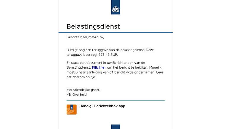 Phishingbericht Belastingdienst | Bron: Fraudehelpdesk