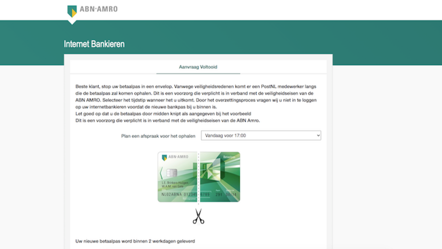 Ophaalafspraak maken met 'ABN AMRO'