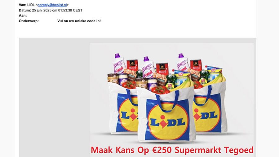 Valse winactie namens supermarktketen Lidl 1/2
