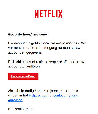 Let op! Phishing e-mails 'Netflix' in omloop