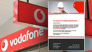 Phishingmail Vodafone: 'Uw account is tijdelijk geblokkeerd'