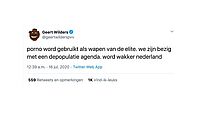 Tweet op het gehackte account van Geert Wilders