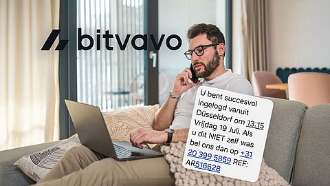 Frauduleuze sms namens Bitvavo over succesvolle inlog vanuit Düsseldorf