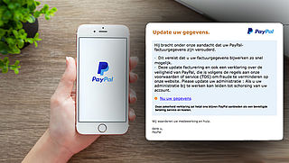 Bericht 'PayPal' over updaten gegevens is phishingmail