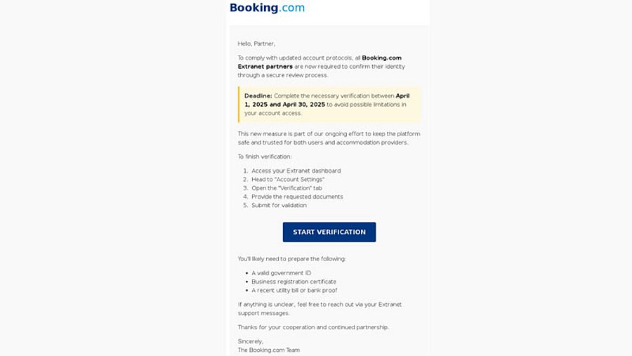 Phishingmails namens Booking.com 1/2