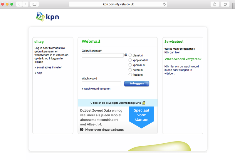 Valse mail 'KPN' over mislukte inlogpoging