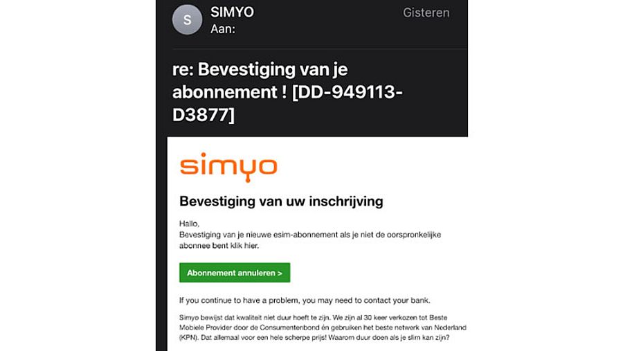 Valse mail Simyo 1/2