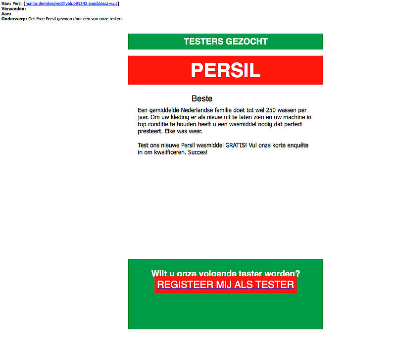 Let op: misleidende e-mail verstuurd over wasmiddel testen