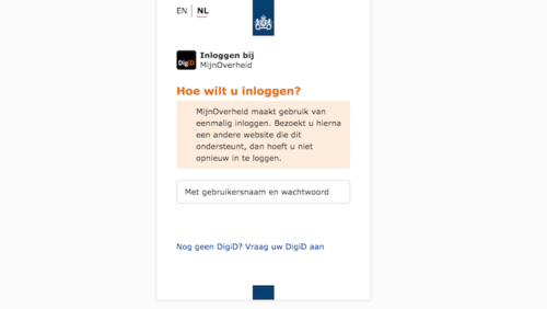 Landingspagina van Mijnoverheid-beveiligd.com