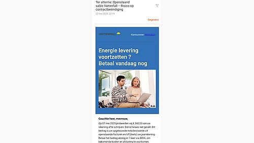 Phishingmail namens Vattenfall 1/2