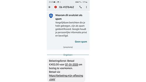 Phishingsms namens de Belastingdienst 1/4