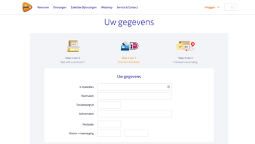 Nepsite in de huisstijl van 'PostNL'