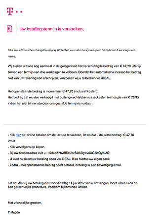 Nepfactuur 'T-Mobile' in omloop