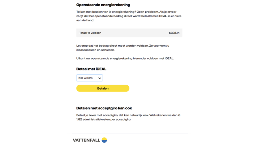 Nepsite Vattenfall - betaalmodule