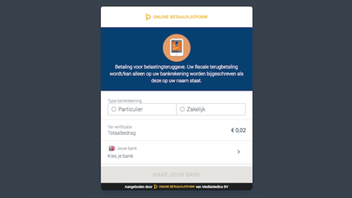 Het nagemaakte paneel in de stijl van de 'Belastingdienst'
